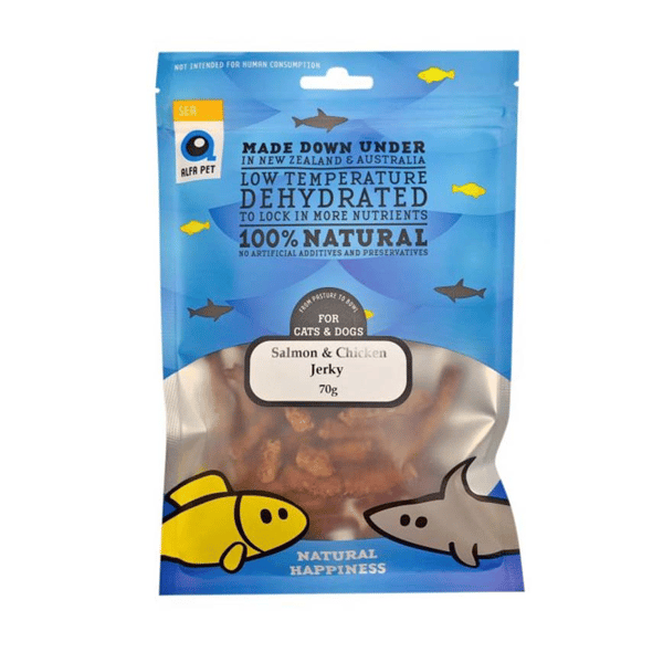 Alfa Pet 新西蘭風乾脫水無穀物 狗小食 三文魚+ 雞肉條 Salmon & Chicken Jerky for Dogs 70g (0002526) (圖片1)