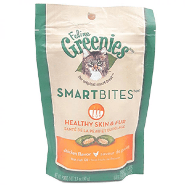 美國Greenies Smart Bites 貓咪夾心餅 美毛護膚雞肉味 60g (圖片1)