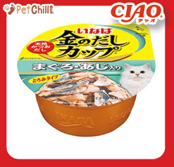 CIAO 貓罐頭 日本金湯鰹味杯 金槍魚．竹筴魚味 70g (圖片1)