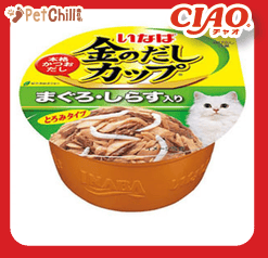 CIAO CIAO 貓罐頭 日本金湯鰹味杯 金槍魚.銀魚味 70g 70g 正面圖