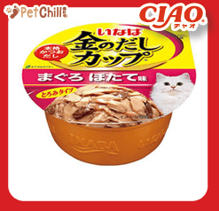CIAO CIAO 貓罐頭 日本金湯鰹味杯 金槍魚.干貝味 70g 70g 正面圖