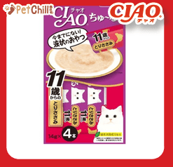 CIAO CIAO 肉泥 貓零食 11歲以上 雞肉肉醬 14g 4本入 14g  正面圖