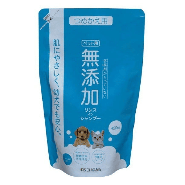 日本IRIS 日本IRIS 無添加洗護合一寵物沐浴露 TMS-430 430ml 補充裝 430ml 正面圖