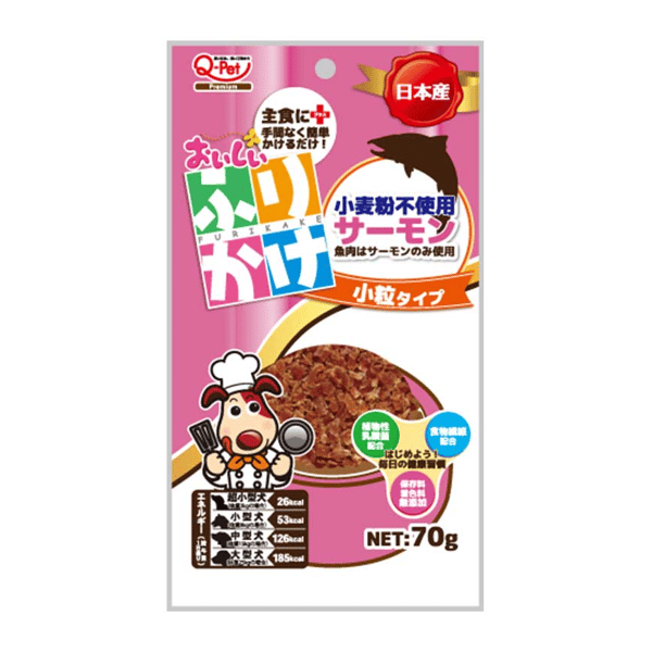 日本Q-PET 狗小食 おいしいふりかけ 三文魚小粒 70g (圖片1)
