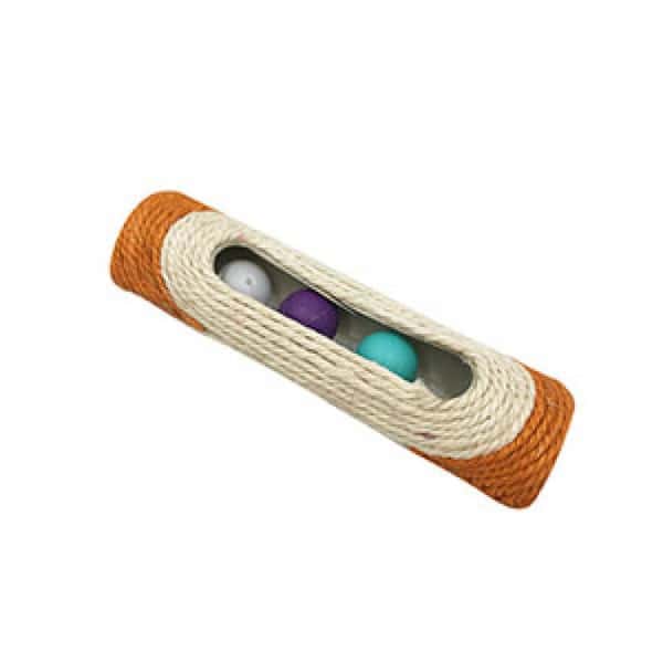 HelloDOG 玩具嚴選 劍麻貓抓玩具 圓柱滾球玩具 三粒球 (顏色隨機) (圖片1)