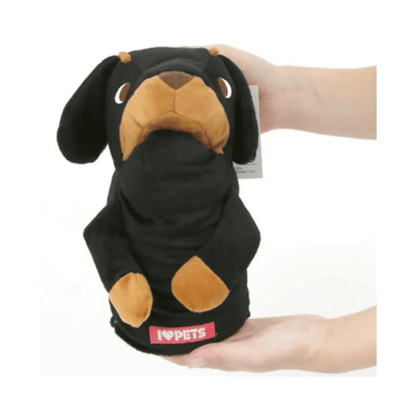 日本Bonbi ILOVEPETS Animal Mitten LoveDog 狗狗手偶玩具 臘腸狗(黑) 一個入 (圖片1)