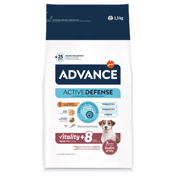 ADVANCE ADVANCE 狗糧 日常護理 小型老犬糧 MINI SENIOR 1.5kg 5kg  背面圖