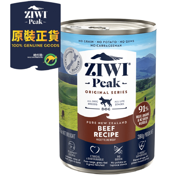 ZiwiPeak ZiwiPeak 狗罐頭 牛肉配方 390g 390g  正面圖