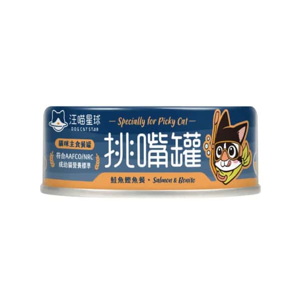 汪喵星球 貓罐頭 DogCatStar 挑嘴貓無膠主食罐 鮭魚鰹魚 80g (FM192) (圖片1)
