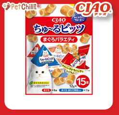 CIAO CIAO 貓零食 日本零食粒 金槍魚味 12g 15袋入 12g 正面圖