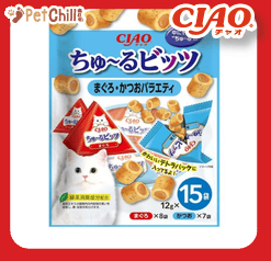 CIAO CIAO 貓零食 日本零食粒 雞肉及金槍魚味 12g 15袋入 12g  正面圖
