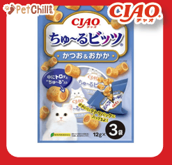 CIAO 貓零食 日本軟心零食粒 鰹魚及鰹魚乾味 12g 3袋入 (CS-178) (圖片1)