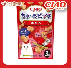 CIAO 貓零食 日本軟心零食粒 金槍魚味 12g 3袋入(紅) (CS-171) (圖片1)