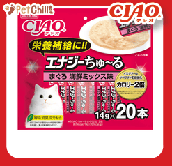 CIAO 肉泥 貓零食 2倍強化 高能量金槍魚海鮮混合味 14g 20本袋裝 (SC-164) (圖片1)