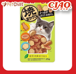 CIAO CIAO 貓零食 日本夾心潔齒餅 扇貝及沙丁魚及海鮮味 25g 25g  正面圖