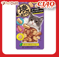 CIAO 貓零食 日本夾心潔齒餅 雞肉及魷魚及海鮮味 25g (紫) (QSC-122) (圖片1)