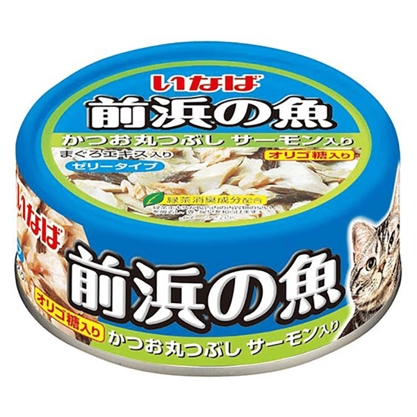 CIAO 貓罐頭 INABA 前浜の魚 原條拆肉鰹魚+三文魚 115g (IWF-145) (圖片1)