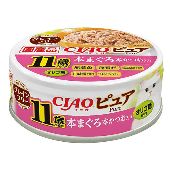 CIAO 貓罐頭 Pure系列 11歲以上 金槍魚+鰹魚 70g (圖片1)