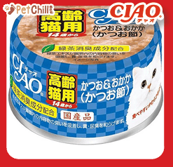 CIAO 貓罐頭 肉泥貓罐頭 高齡貓 14歲以上 鰹魚+鰹節 75g (藍) (M-52) (圖片1)