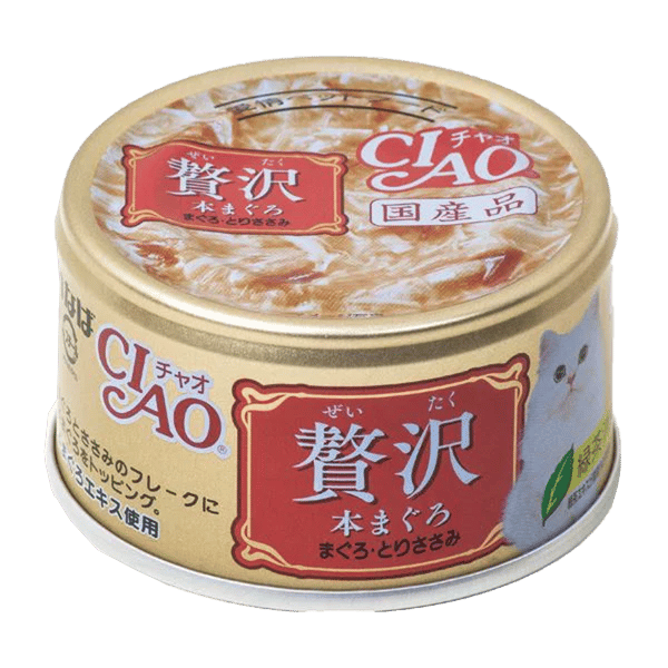 CIAO 貓罐頭 豪華貓罐頭 金槍魚+雞肉 80g (紅) (A-141) (圖片1)