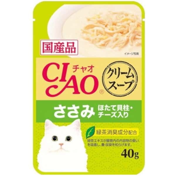 CIAO 貓濕糧 日本湯包系列 雞肉+扇貝+芝士忌廉湯 40g (青) (IC-214) (圖片1)