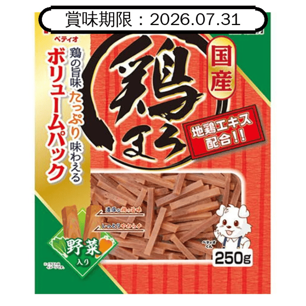 Petio 狗零食 日本產濃郁蒸雞條 高纖蔬菜 250g (90503105) (賞味期限 2026.07.31) (圖片1)