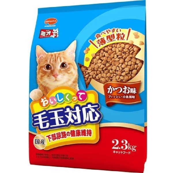 日本Mio三才 特選去毛球貓糧 腎臟及下部尿路健康維持配方 柴魚味 2.3kg (藍色) (圖片1)
