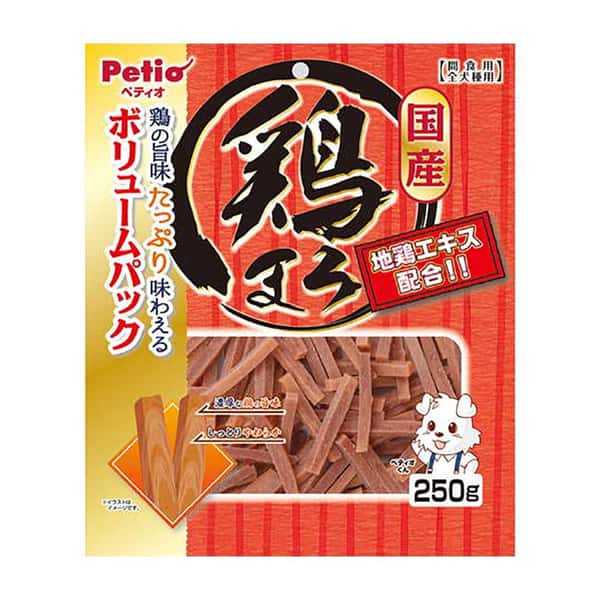 Petio Petio 狗零食 日本產濃郁蒸雞條 原味 250g 250g 正面圖