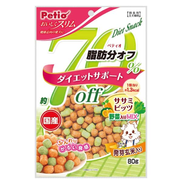 Petio 狗零食 日本產 70% off 低脂雞胸肉蔬菜粒 減肥輔助 80g (90501280) (圖片1)