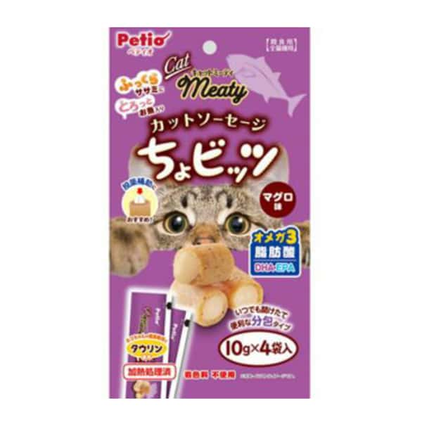 Petio Petio Meaty 貓零食 Meaty 無添加吞拿魚味流心肉粒10gx4小袋 10g 正面圖