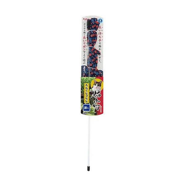 Petio Petio 貓小町長絲帶 鈴鈴逗貓棒 鞠花紋 正面圖