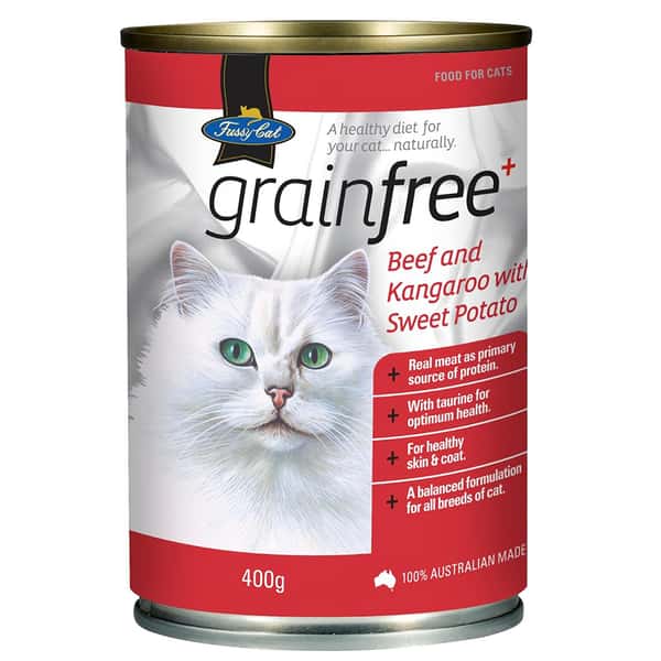 Fussy Fussy Cat 無穀物增肌罐 牛肉袋鼠肉 400g 400g  正面圖