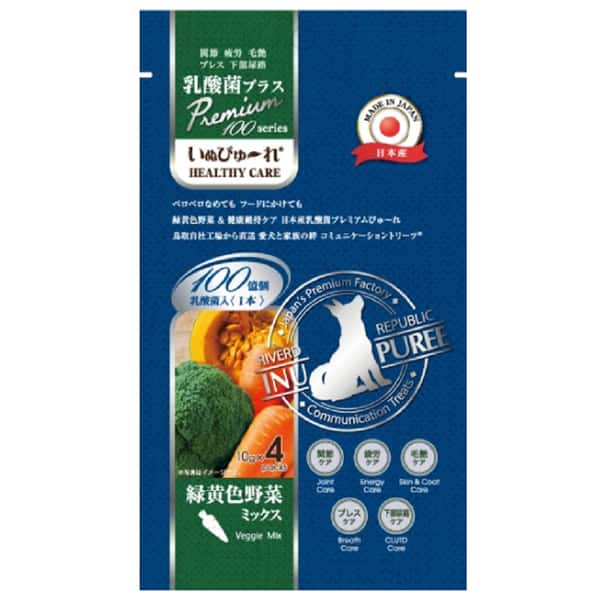 Riverd Riverd Republic INU Puree 狗狗肉泥小食 乳酸菌系列 雜錦蔬菜雞肉 13g*4本 13g  正面圖