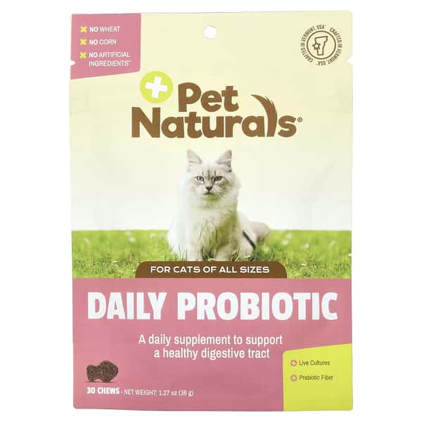 Pet Pet Naturals 功能小食 猫用每日益生菌咀嚼片 30片  猫用 正面圖