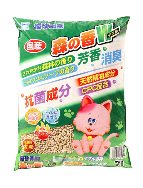 日本猫砂楽園森の香W芳香消臭木砂 7L (圖片1)