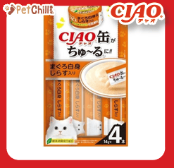 CIAO 肉泥 貓零食 缶之系列 白身金槍魚+白飯魚 14g 4本入 (SC-352) (圖片1)
