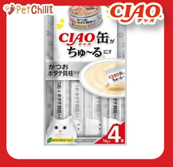 CIAO 肉泥 貓零食 缶之系列 鰹魚+扇貝 14g 4本入 (SC-354) (圖片1)
