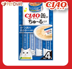 CIAO 肉泥 貓零食 缶之系列 鰹魚+鰹魚乾 14g 4本入 (SC-353) (圖片1)