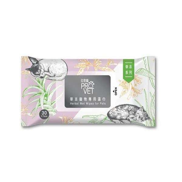 ProVet位您寵 草本寵物專用濕巾 小 Herbal Wet Wipes for Pets Small 30片 (貓犬用) (W6836) (圖片1)