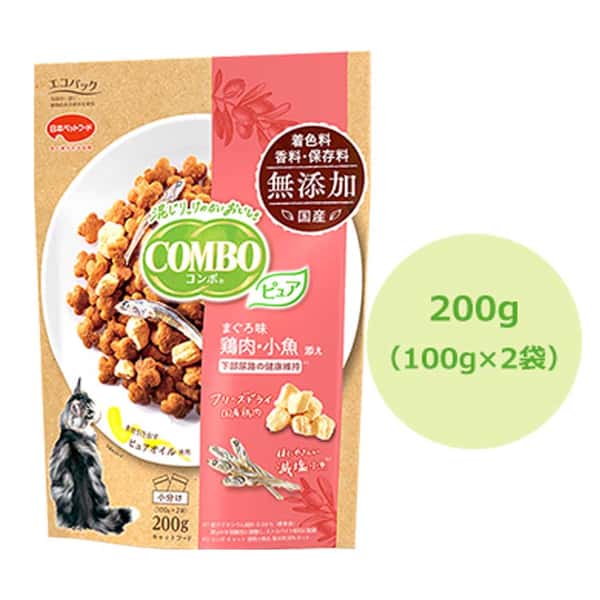 COMBO 貓糧 日本凍乾混合貓乾糧 金槍魚+雞肉+小魚乾 200g (粉紅) (圖片1)