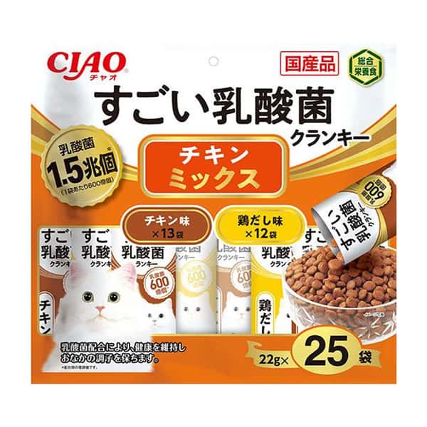 CIAO CIAO 貓糧 日本1.5兆億個乳酸菌系列 雞肉混合味 22g 25袋入 22g 正面圖