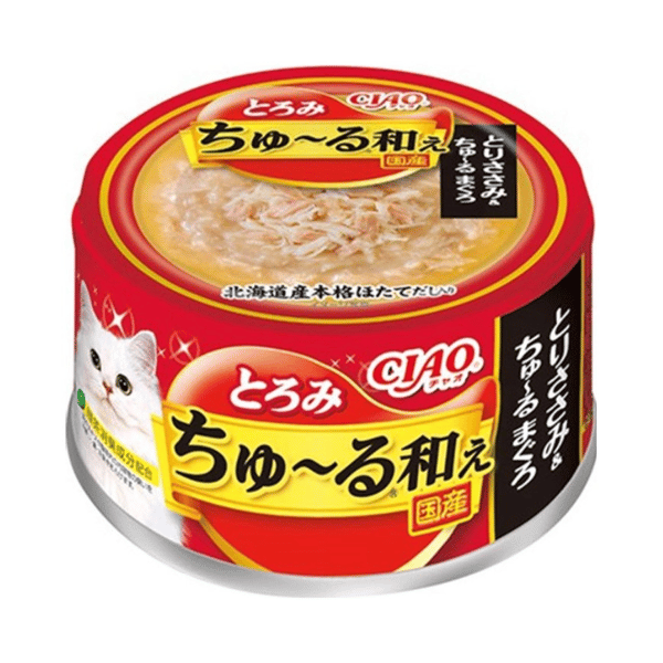 CIAO 貓罐頭 ちゅ〜る和え 雞肉+金槍魚 80g (A-201) (圖片1)