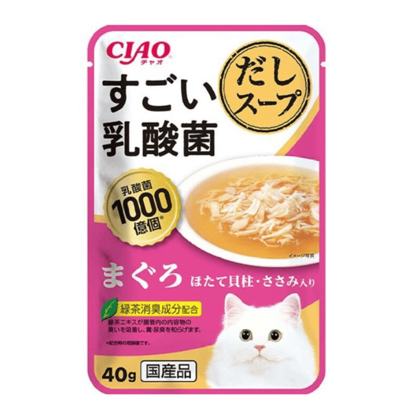 CIAO 貓濕糧 日本乳酸菌軟包 1000億個乳酸菌 金槍魚+扇貝+雞肉 40g (粉紅) (IC-441) (圖片1)