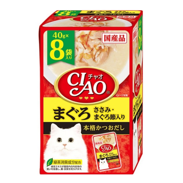 CIAO 貓濕糧 金槍魚雞肉+金槍魚乾 40g 8袋入 (IC-383) (圖片1)