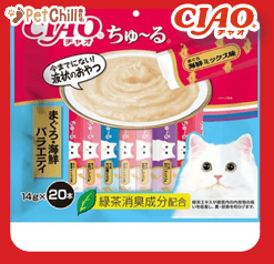CIAO 肉泥 貓零食 金槍魚海鮮混合肉醬 14g 20本袋裝 (SC-269) (圖片1)