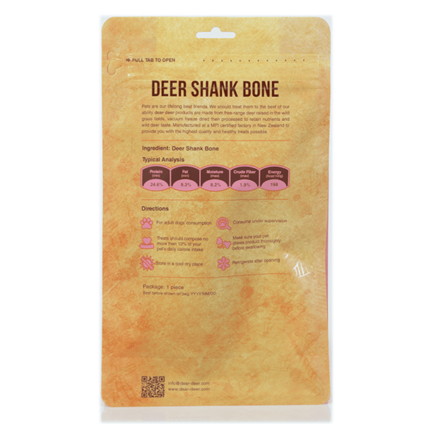 dear dear deer 狗零食 耐咬潔齒系列 鹿小腿骨   背面圖