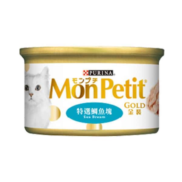 MonPetit 貓罐頭 金裝系列 金裝特選鯛魚塊 85g (肉凍系列) (湖水綠) (NE11638001) (圖片1)