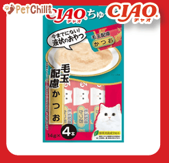 CIAO CIAO 肉泥 貓零食 毛玉配慮 鰹魚肉醬 14g 4本入 14g 正面圖