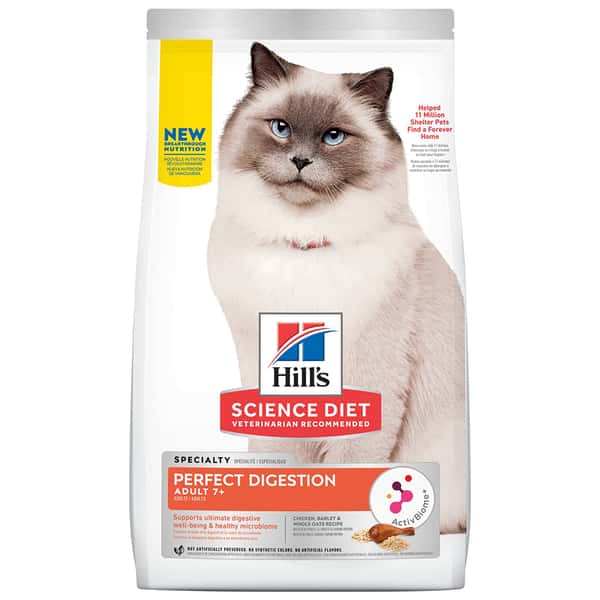 Hills Dry Cat Food Prefect Digestion Feline Adult 7+ Chicken, Barely & Whole Oats 3.5lb (606866) (圖片1)