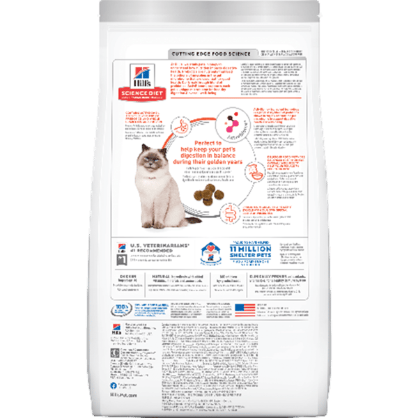 Hills Dry Cat Food Prefect Digestion Feline Adult 7+ Chicken, Barely & Whole Oats 3.5lb (606866) (圖片3)